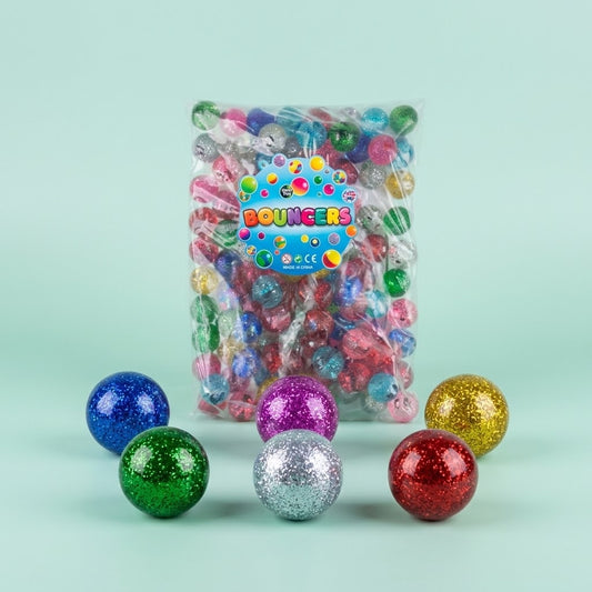 Glitter Bouncy Ball Super Ball Bag of 100 32 mm - studio photo