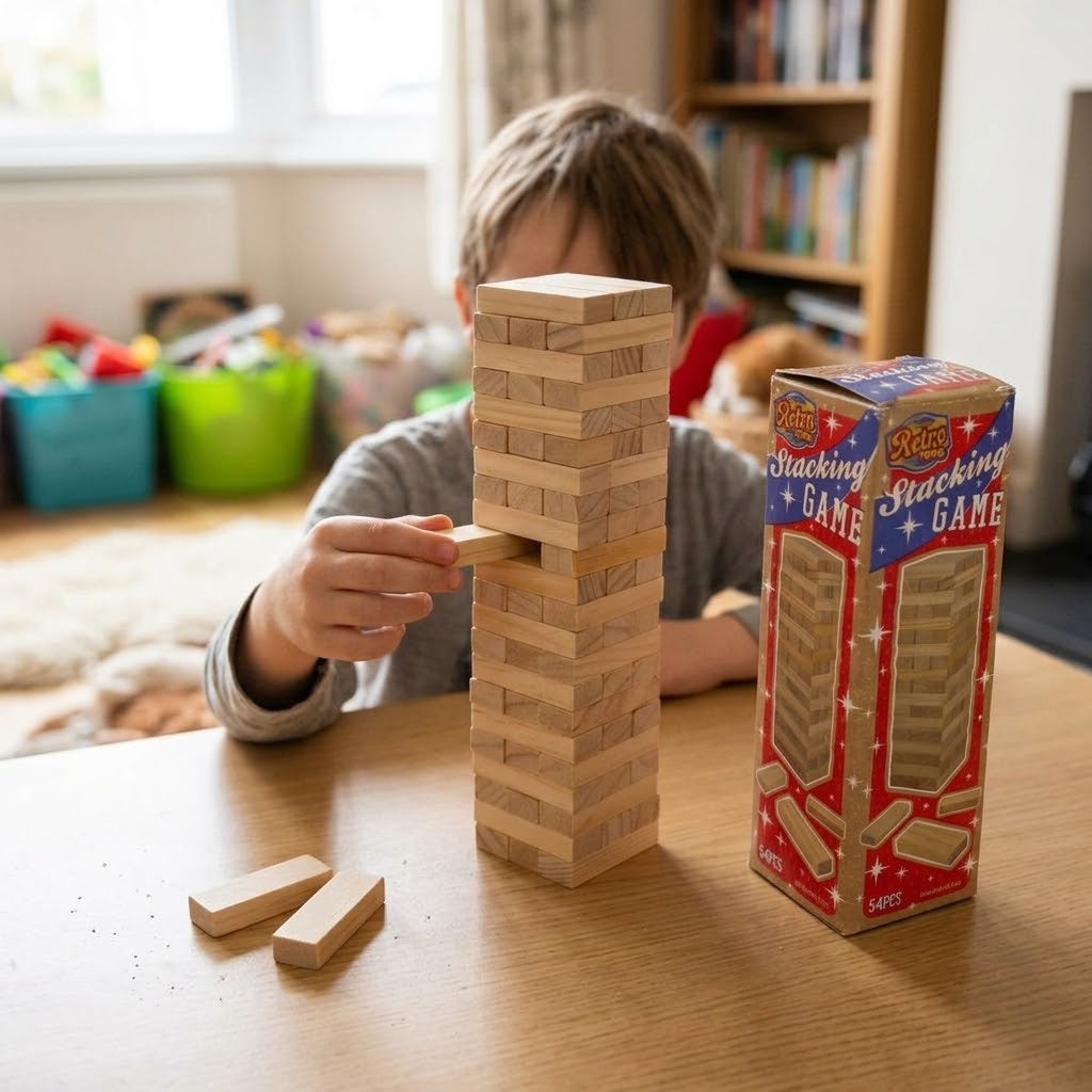 Wooden Tumbling Tower Game 54 Blocks 18 cm - lifestyle photo