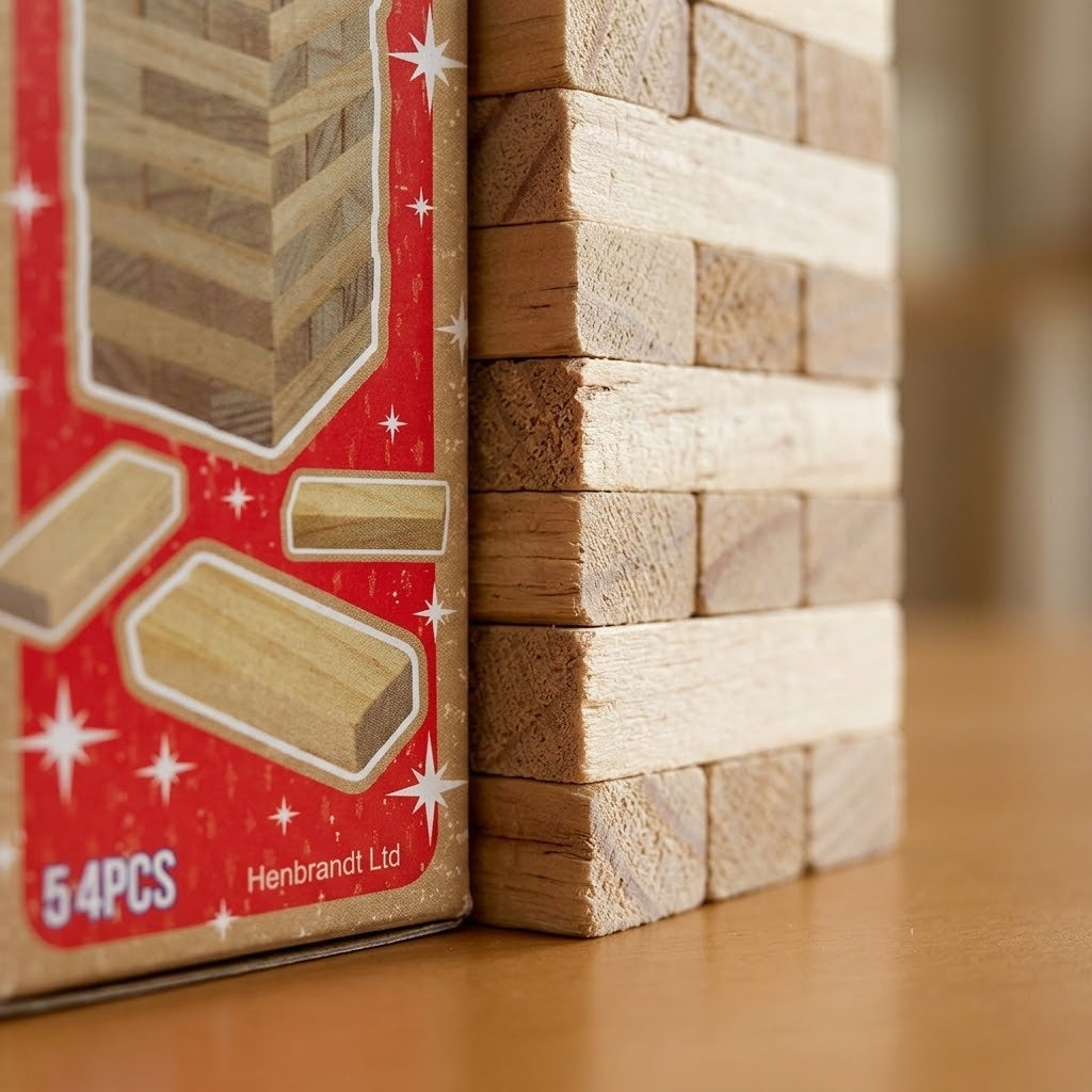 Wooden Tumbling Tower Game 54 Blocks 18 cm - close-up