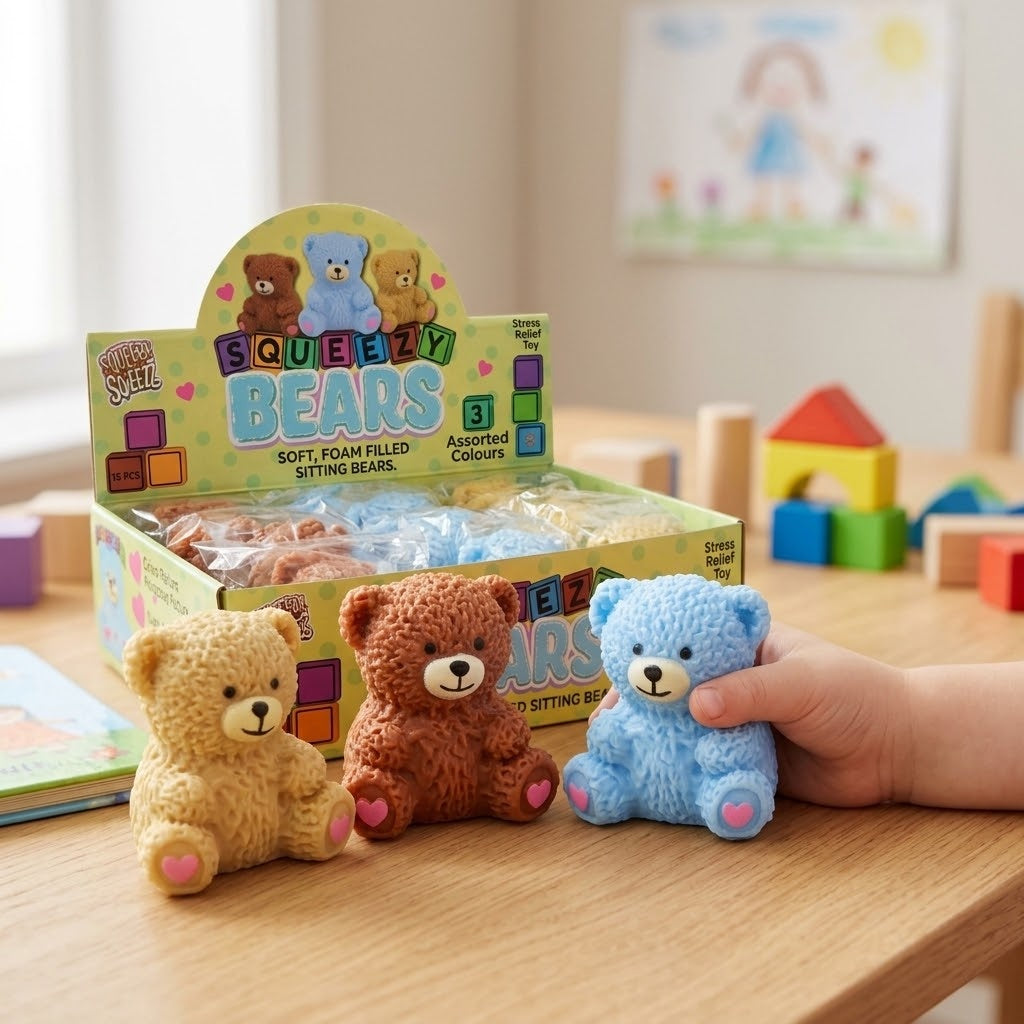 Teddy Bear Squeeze Stress Toy – Fidget 8 cm - lifestyle photo