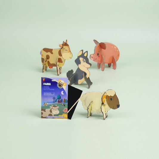 Glow in the Dark 3D Scratch Puzzle Farm Animals - studio photo