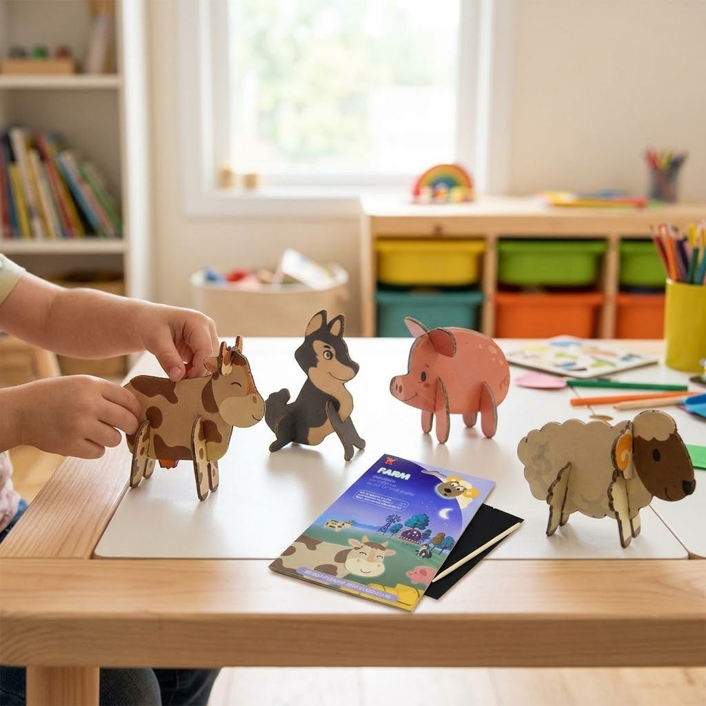 Glow in the Dark 3D Scratch Puzzle Farm Animals - lifestyle photo