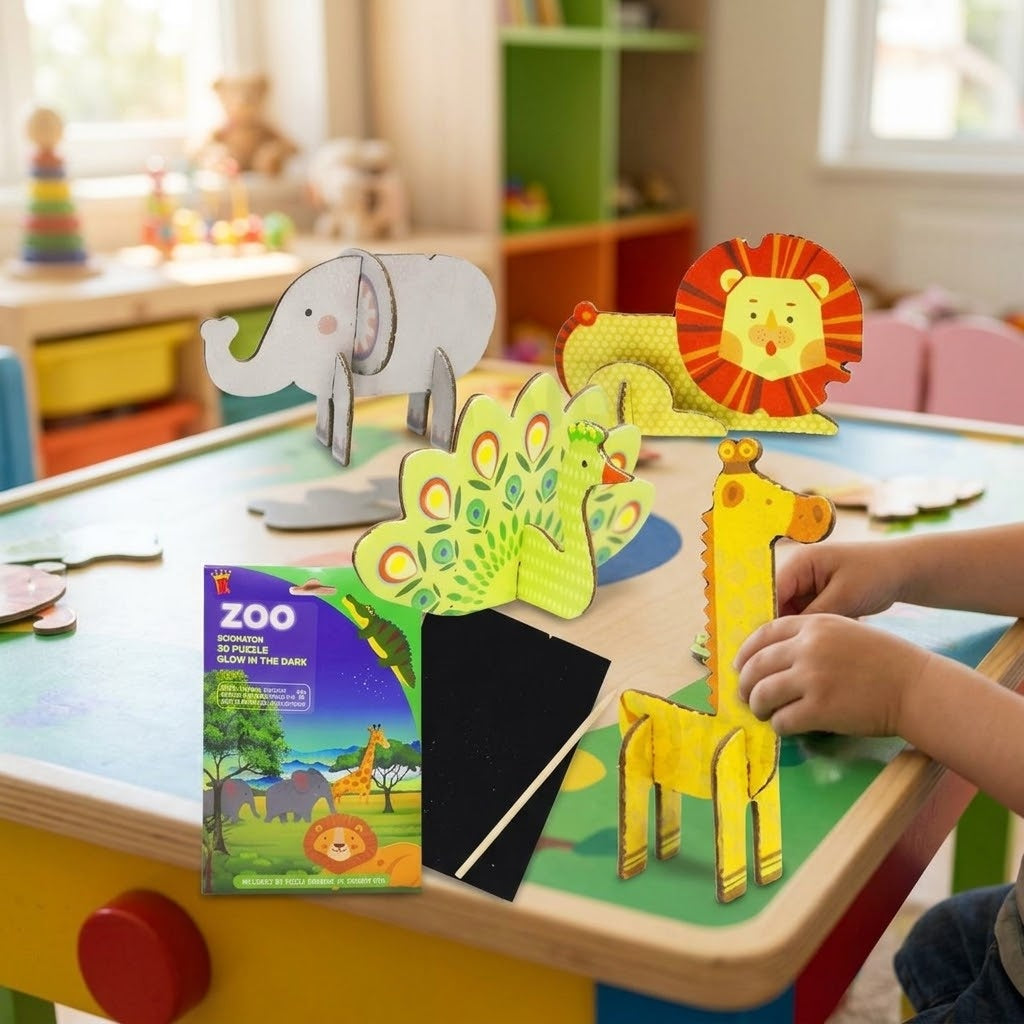 Glow in the Dark 3D Scratch Puzzle Jungle Animals - lifestyle photo
