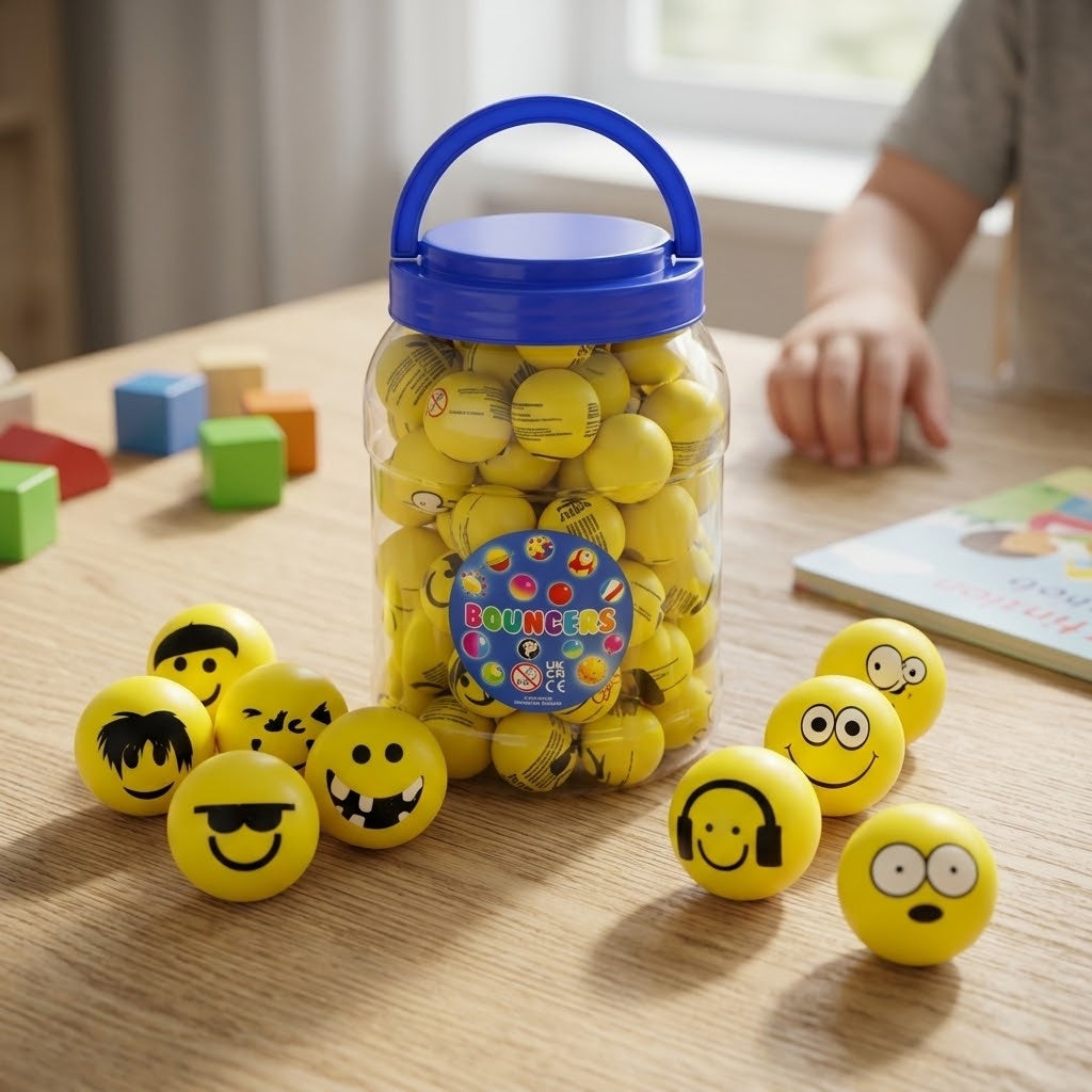 Emoji Face Bouncy Ball, 32 mm - lifestyle photo