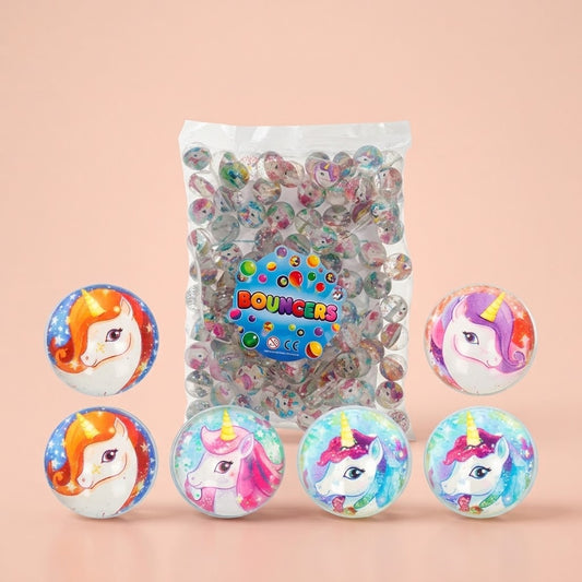 Unicorn Bouncy Ball Super Ball Bag of 100 32 mm - studio photo