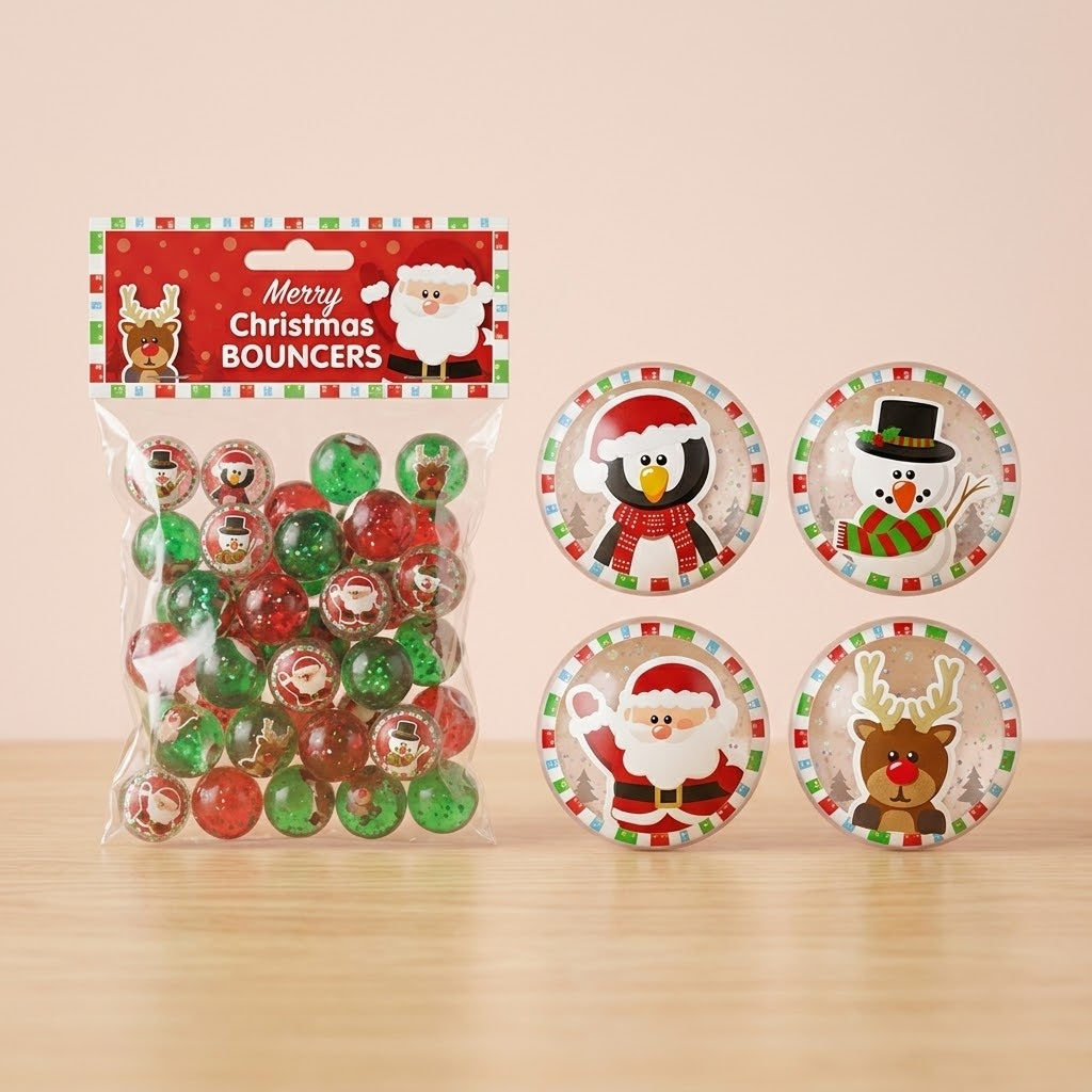 Christmas Bouncy Ball Stocking Filler 32 mm - studio photo