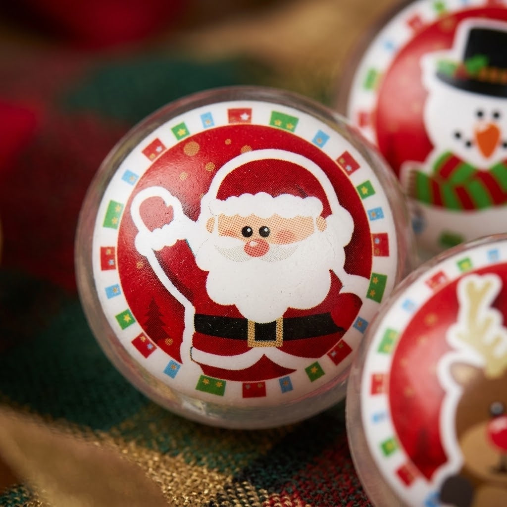 Christmas Bouncy Ball Stocking Filler 32 mm - close-up