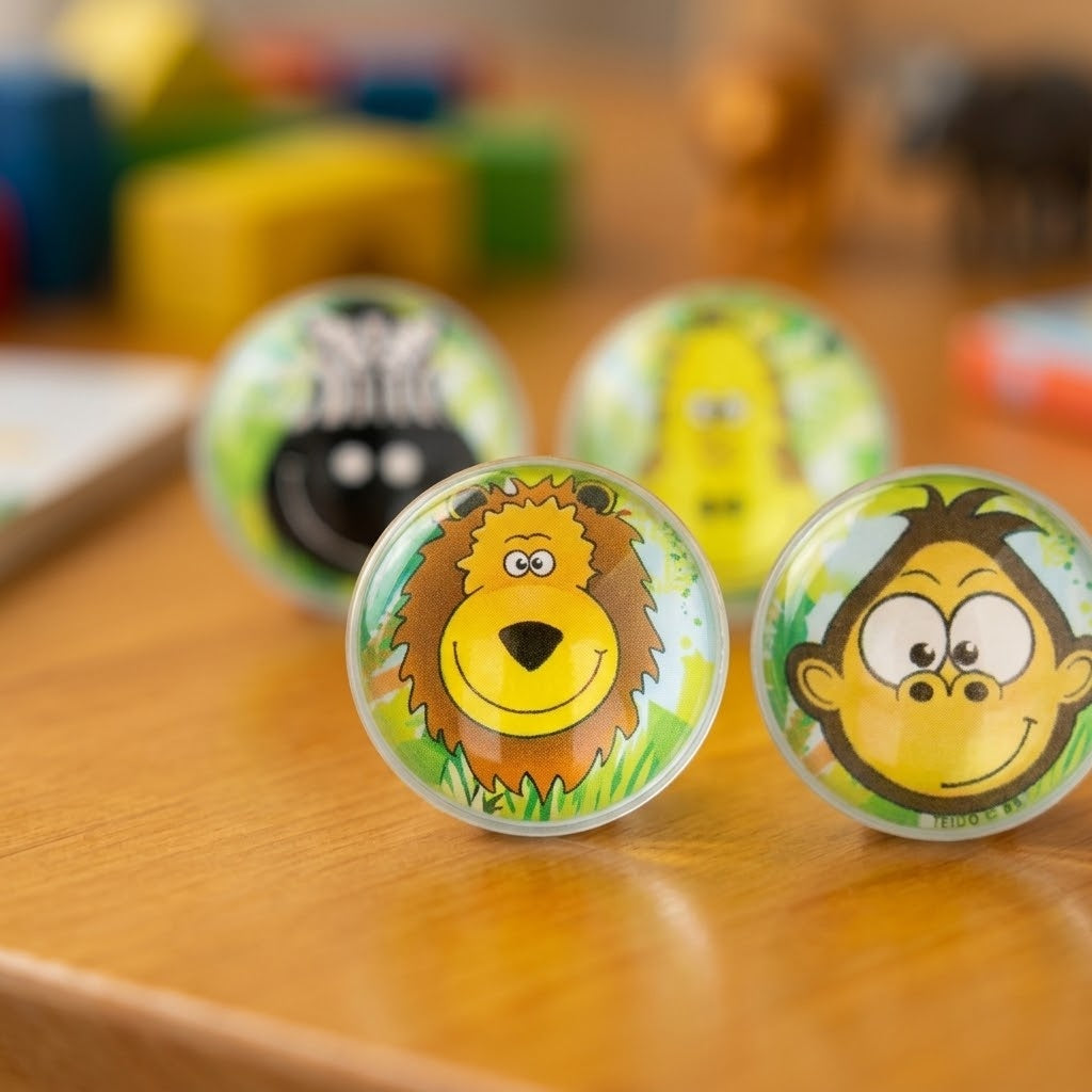 Jungle Animal Bouncy Ball Super Ball 32 mm - close-up