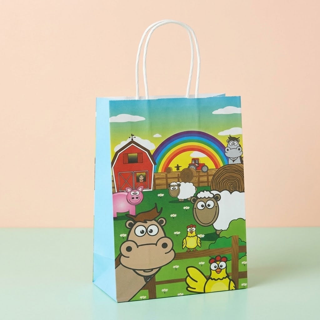 Farm Animal Paper Party Bag with Handles - studio photo