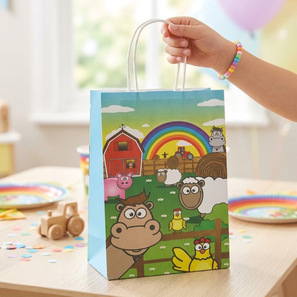 Farm Animal Paper Party Bag with Handles - lifestyle photo