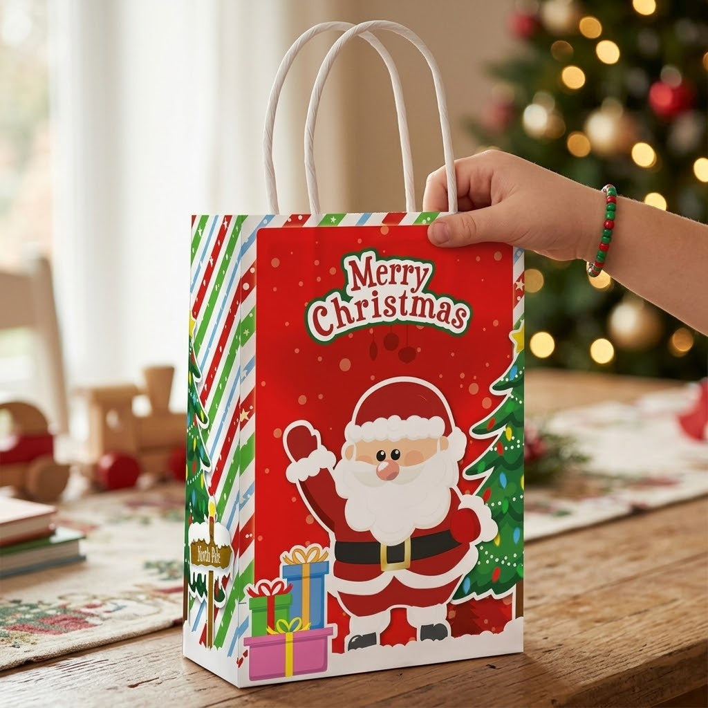 Merry Christmas Santa Paper Gift Bag 16 x 22 cm - lifestyle photo