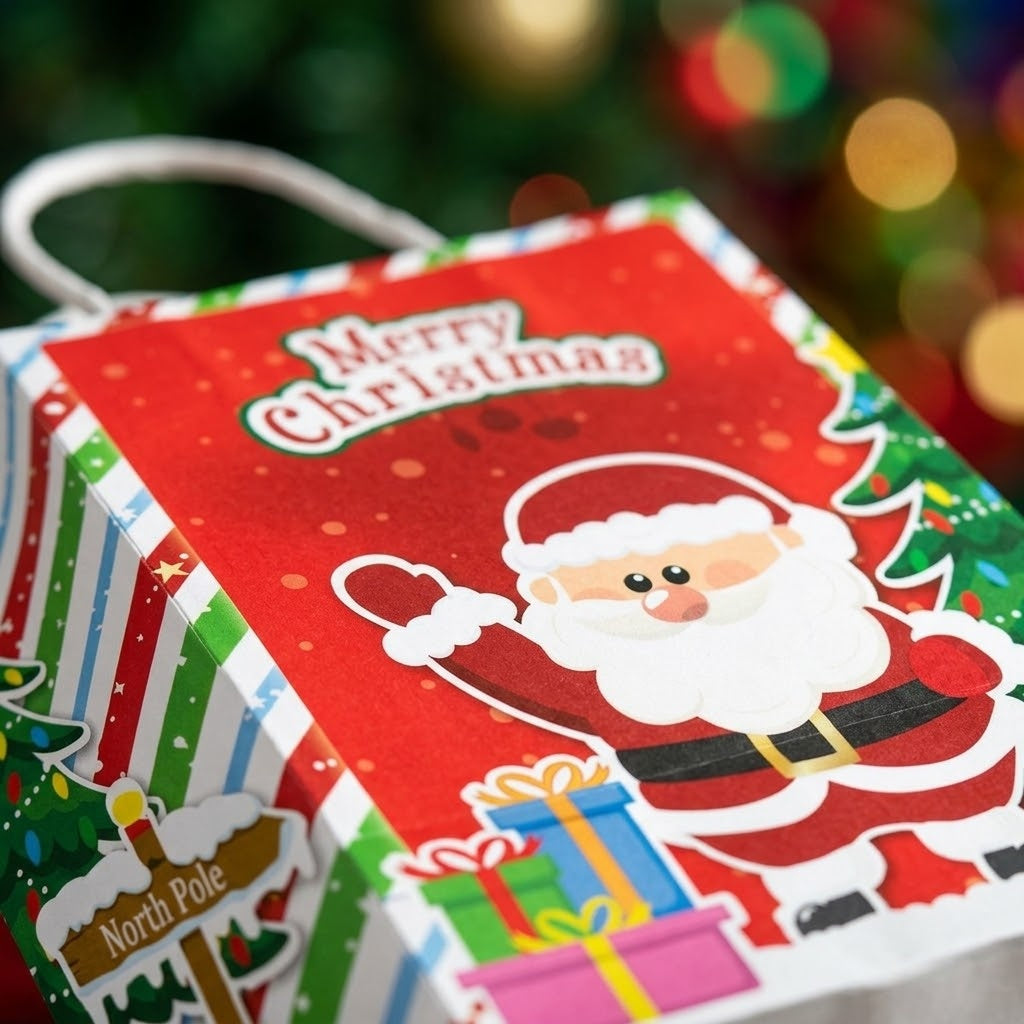 Merry Christmas Santa Paper Gift Bag 16 x 22 cm - close-up