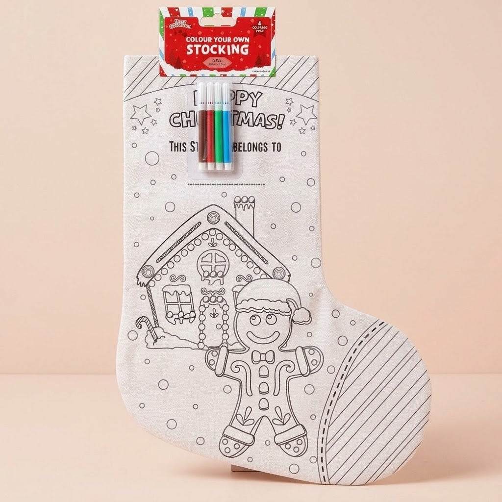 Colour-In Christmas Stocking with Markers Craft Kit - studio photo