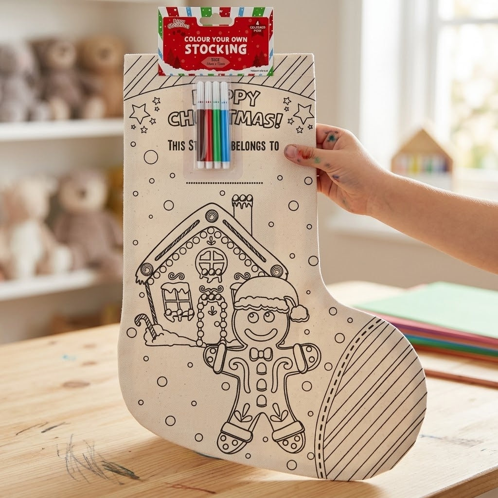 Colour-In Christmas Stocking with Markers Craft Kit - lifestyle photo