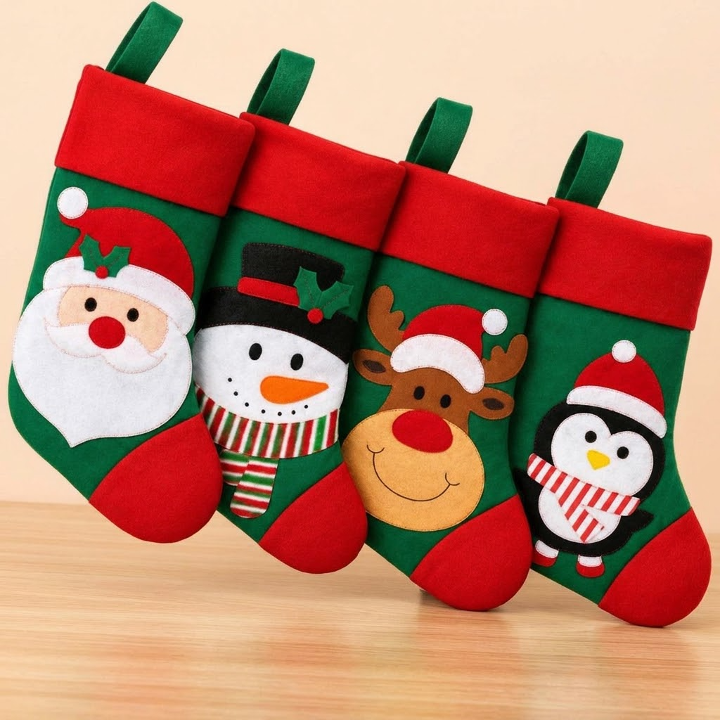 Felt Christmas Stocking 46 x 20 cm Assorted Designs
