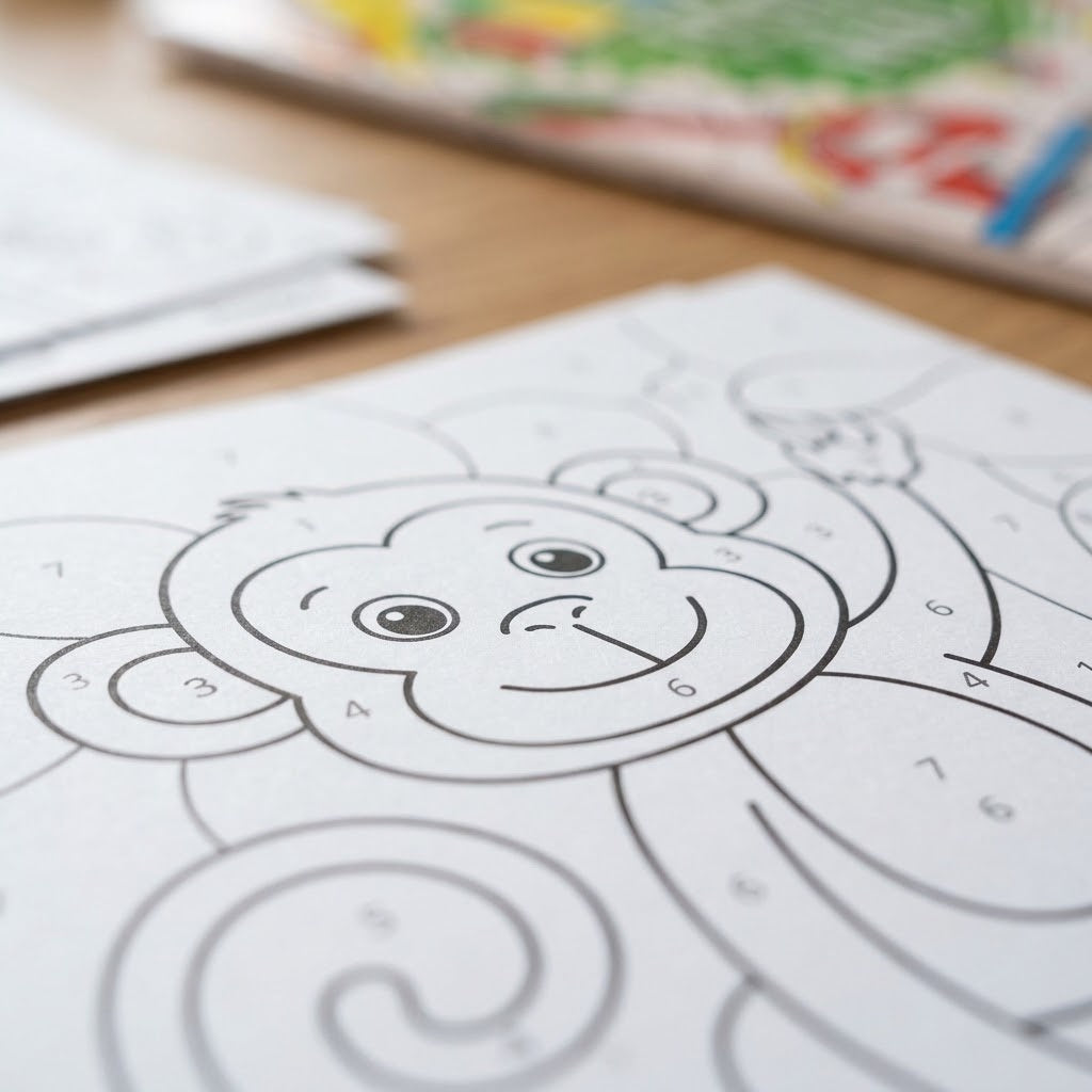 Animal Colour by Number Book 16 Pages - close-up