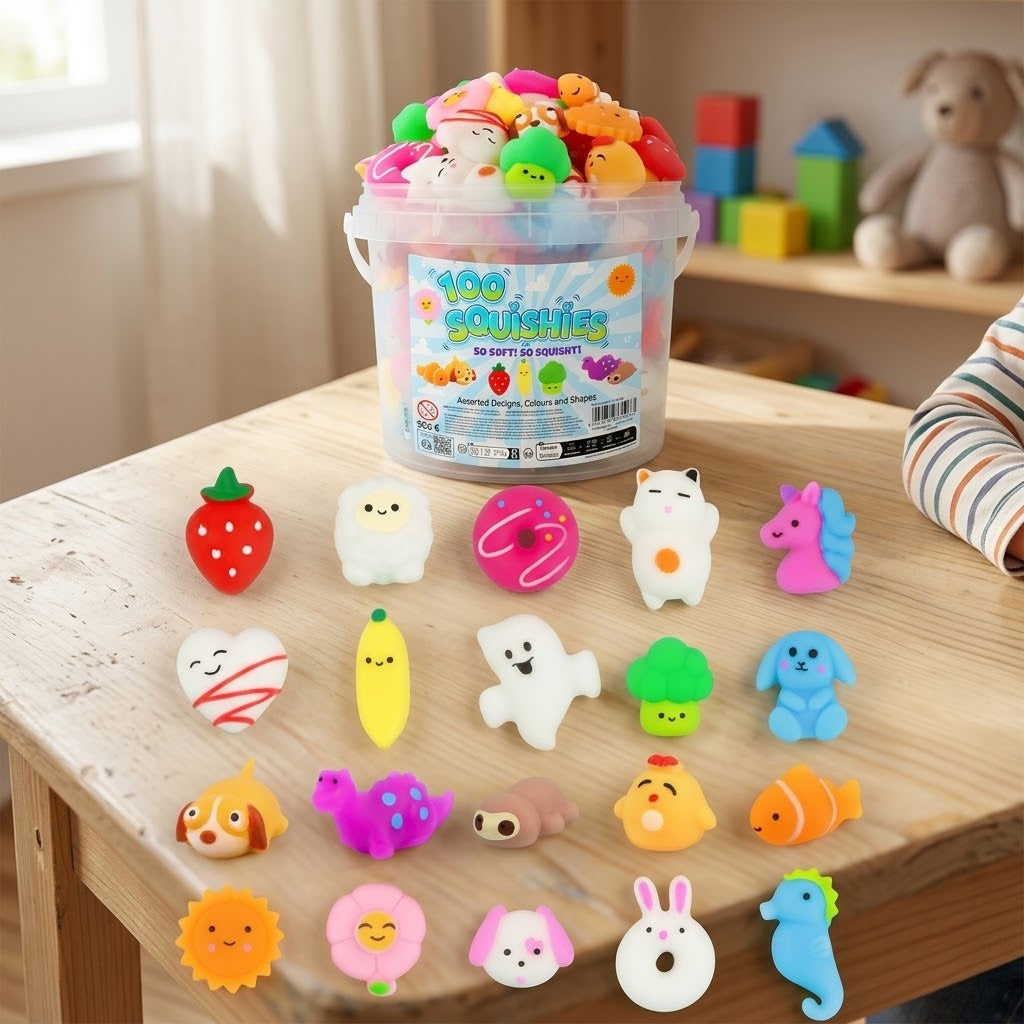Animal & Fruit Sticky Squishies Tub of 100 - lifestyle photo