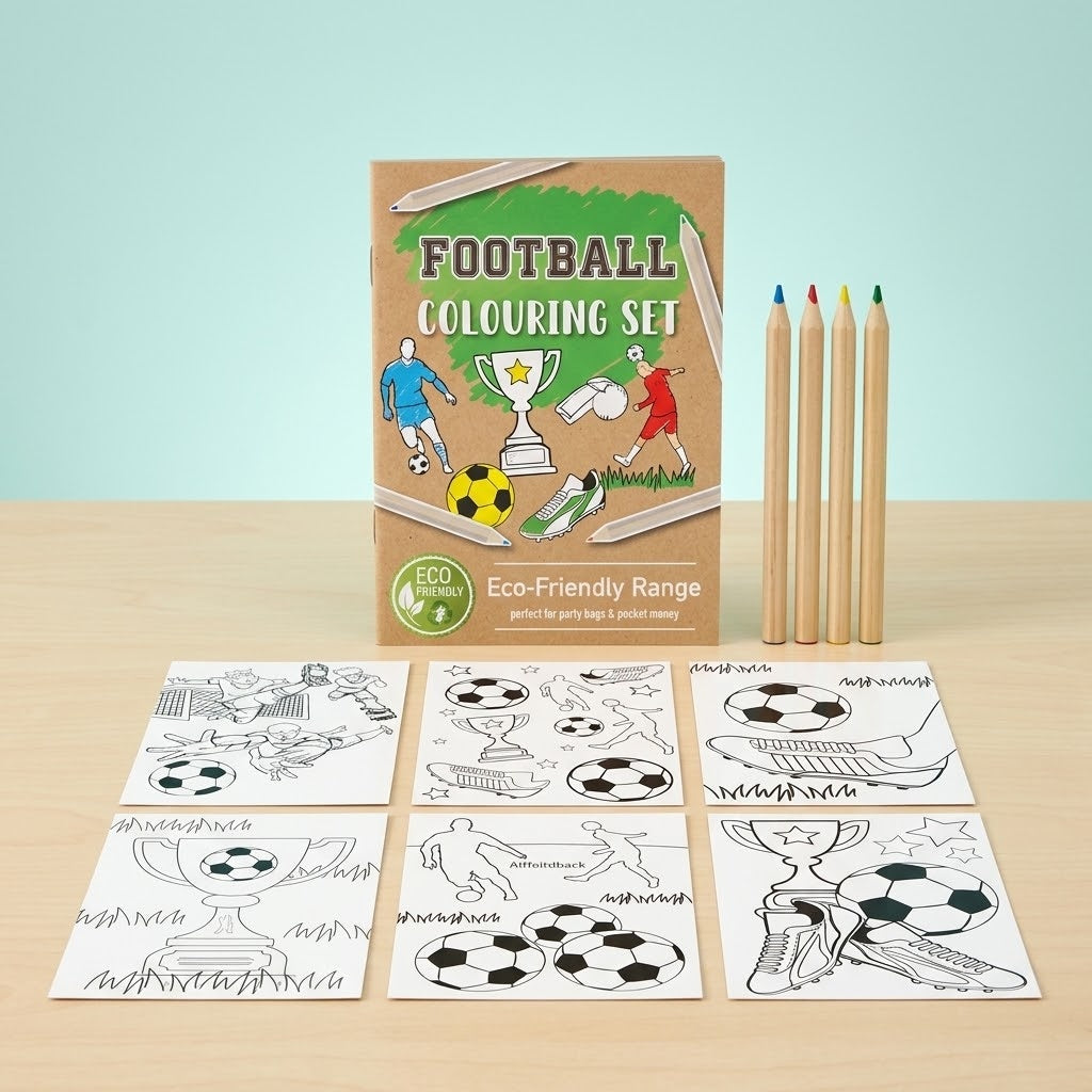 Football Colouring Kit Kraft Pouch with 6 Sheets & 4 Pencils - studio photo