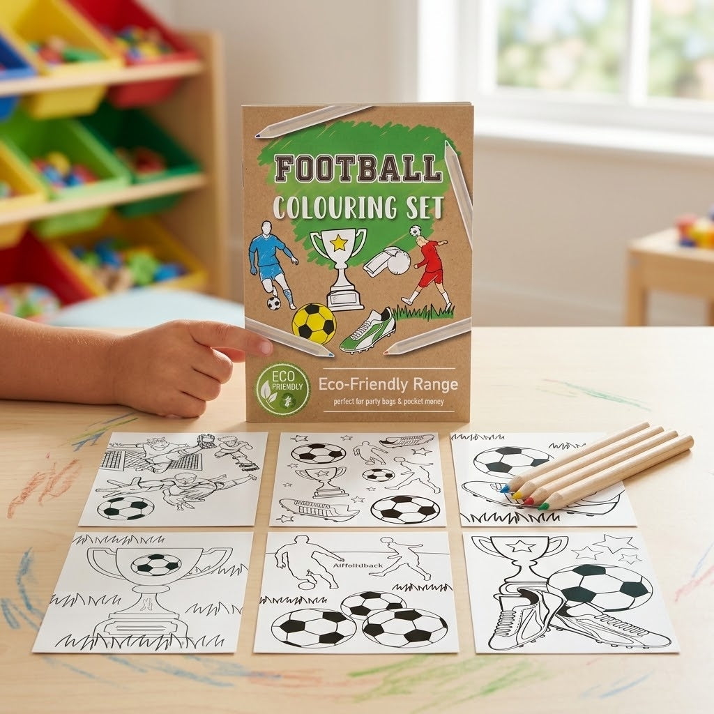 Football Colouring Kit Kraft Pouch with 6 Sheets & 4 Pencils - lifestyle photo