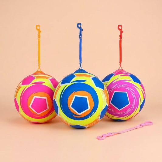 Football Pattern Kick Ball with Carabiner Clip 25 cm - studio photo