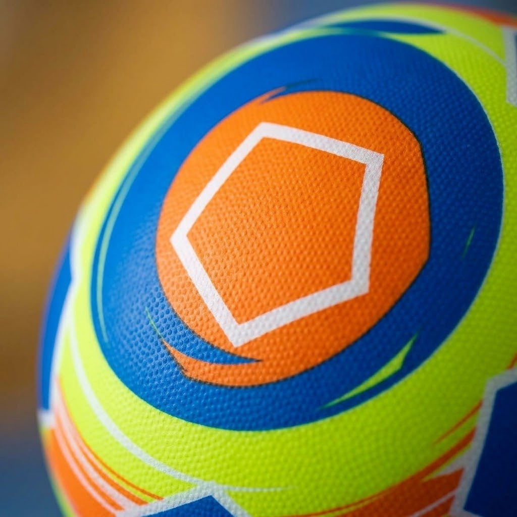 Football Pattern Kick Ball with Carabiner Clip 25 cm - close-up