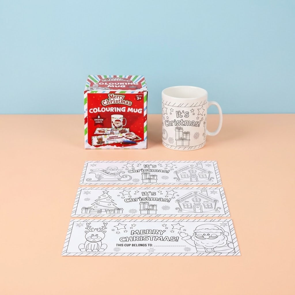 Colour Your Own Christmas Mug Kids Craft Gift - studio photo