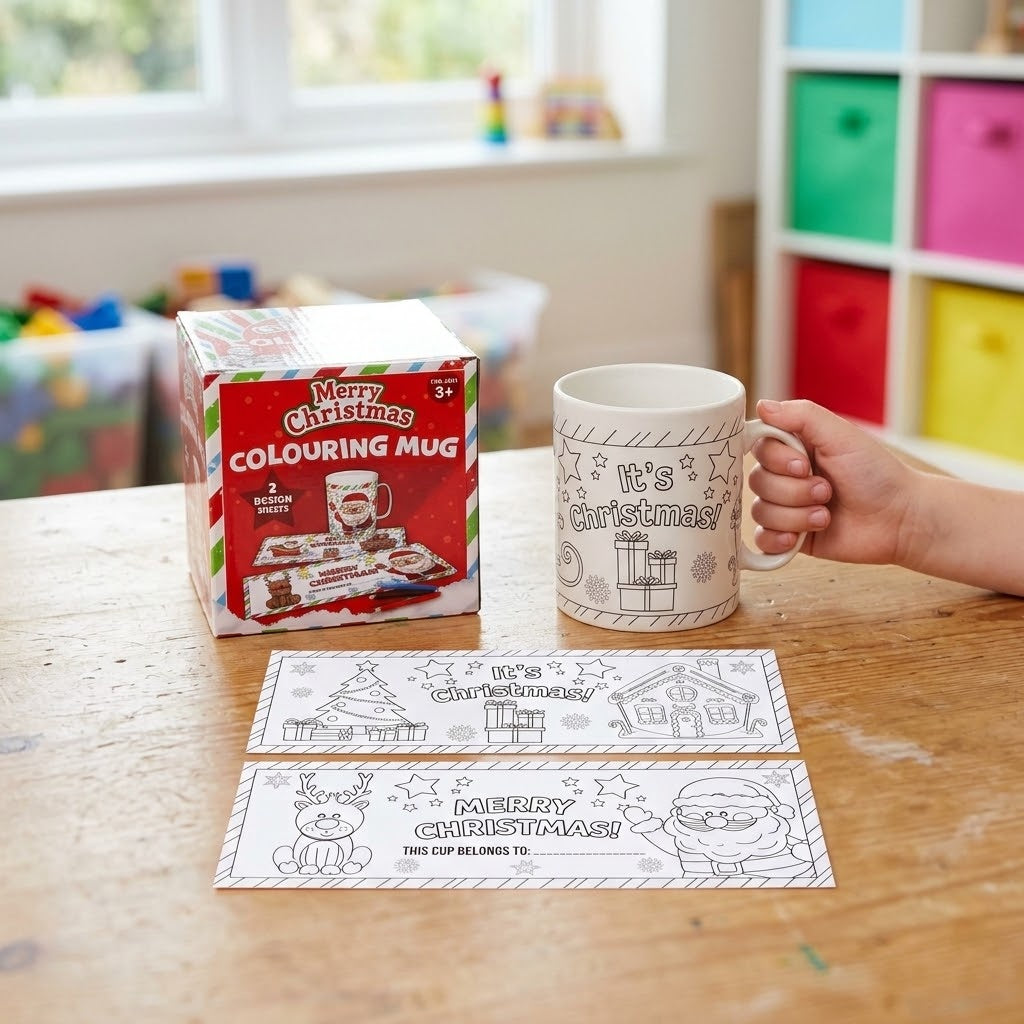 Colour Your Own Christmas Mug Kids Craft Gift - lifestyle photo