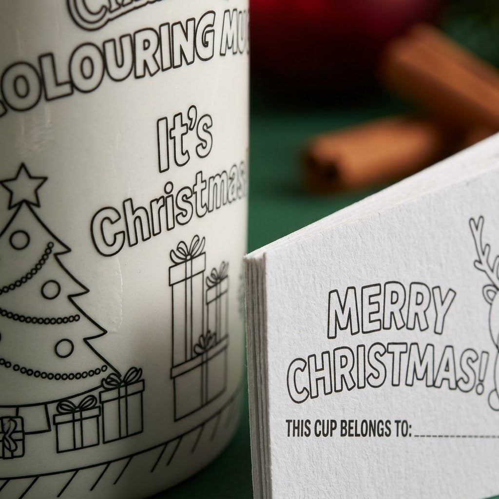 Colour Your Own Christmas Mug Kids Craft Gift - close-up