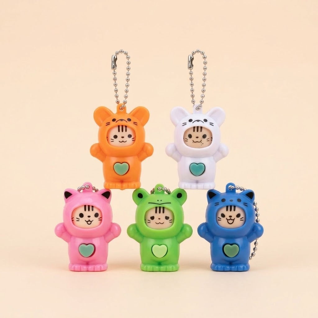 Changing Face Animal Keychain Novelty Key Ring - studio photo