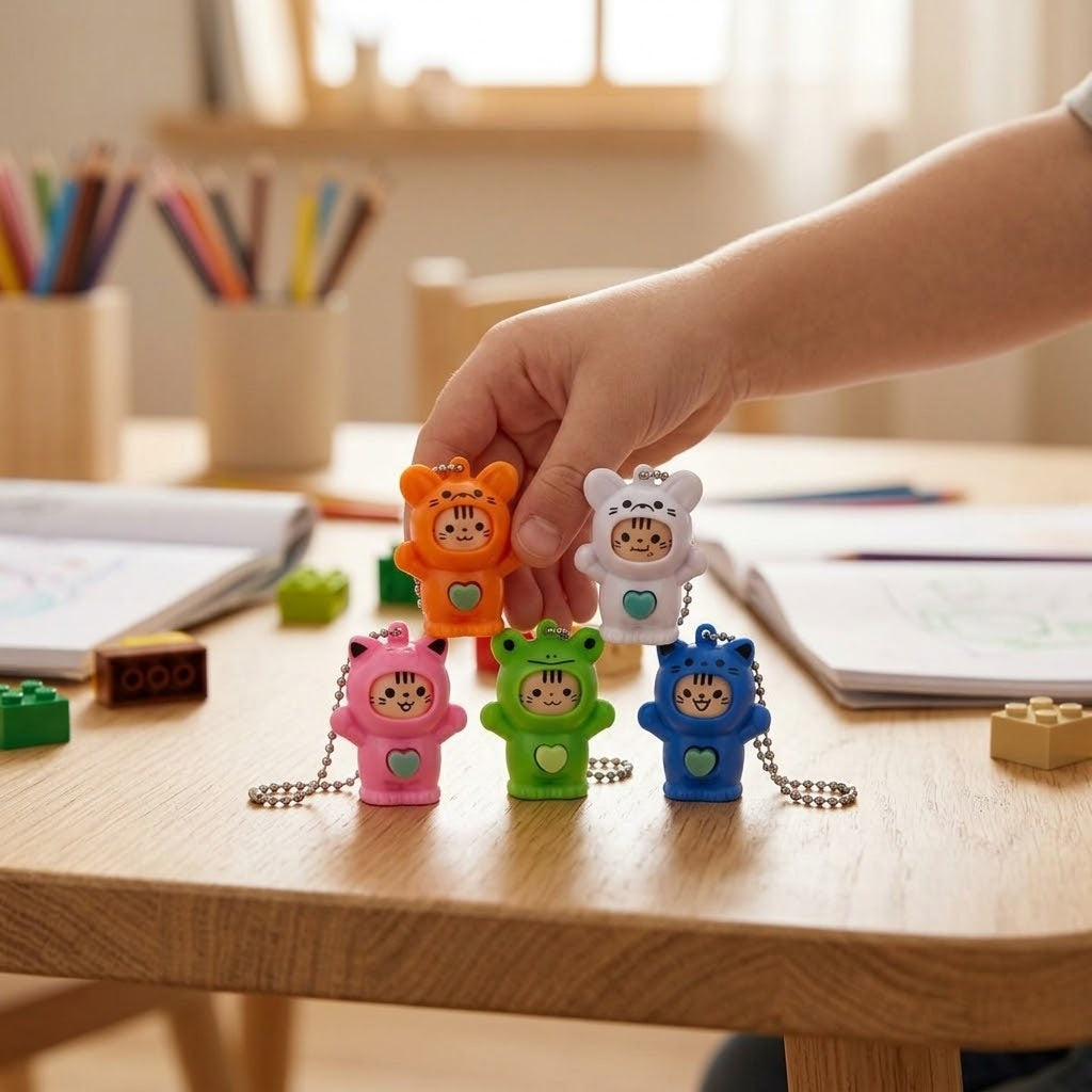 Changing Face Animal Keychain Novelty Key Ring - lifestyle photo