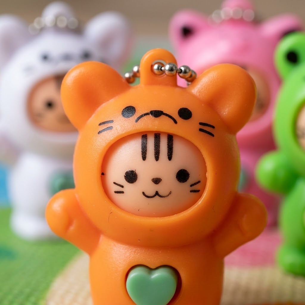 Changing Face Animal Keychain Novelty Key Ring - close-up