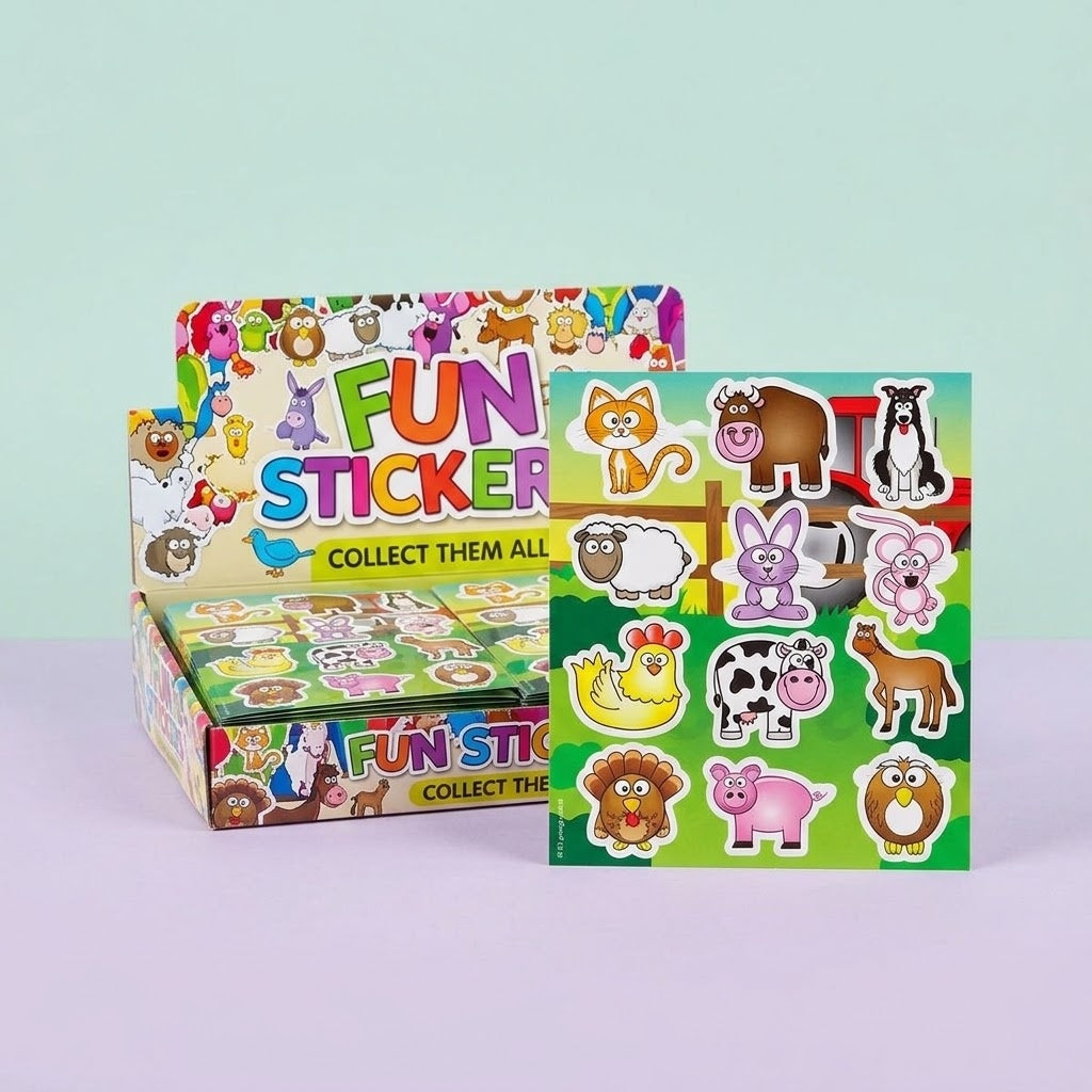 Farm Animal Stickers Sheet of 12 Party Favour - studio photo