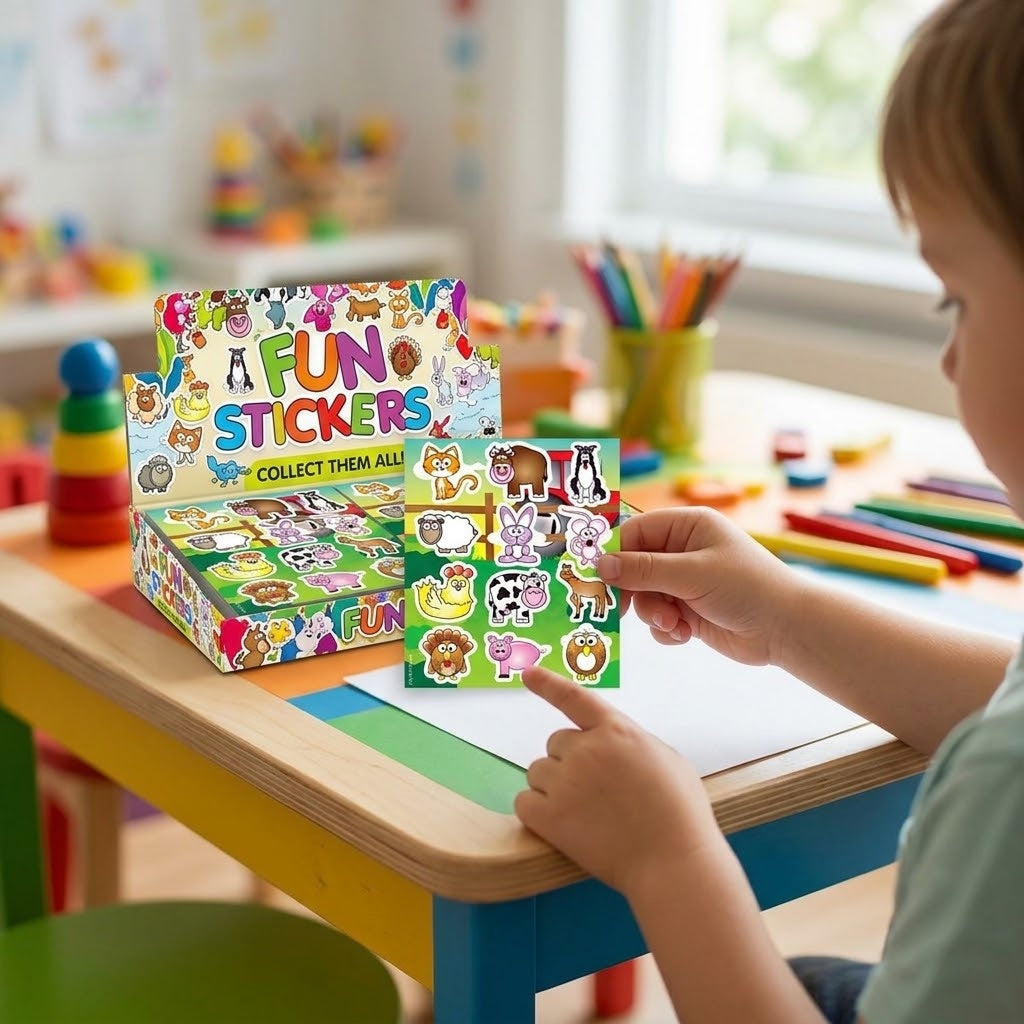 Farm Animal Stickers Sheet of 12 Party Favour - lifestyle photo