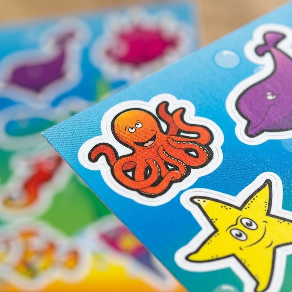 Ocean Animal Stickers Sheet of 12 Party Favour - close-up