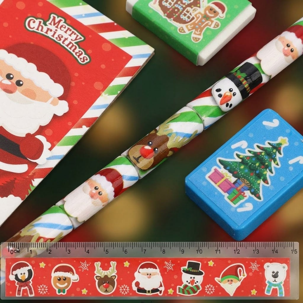 Christmas Stationery Set 5 Pieces with Notebook - close-up