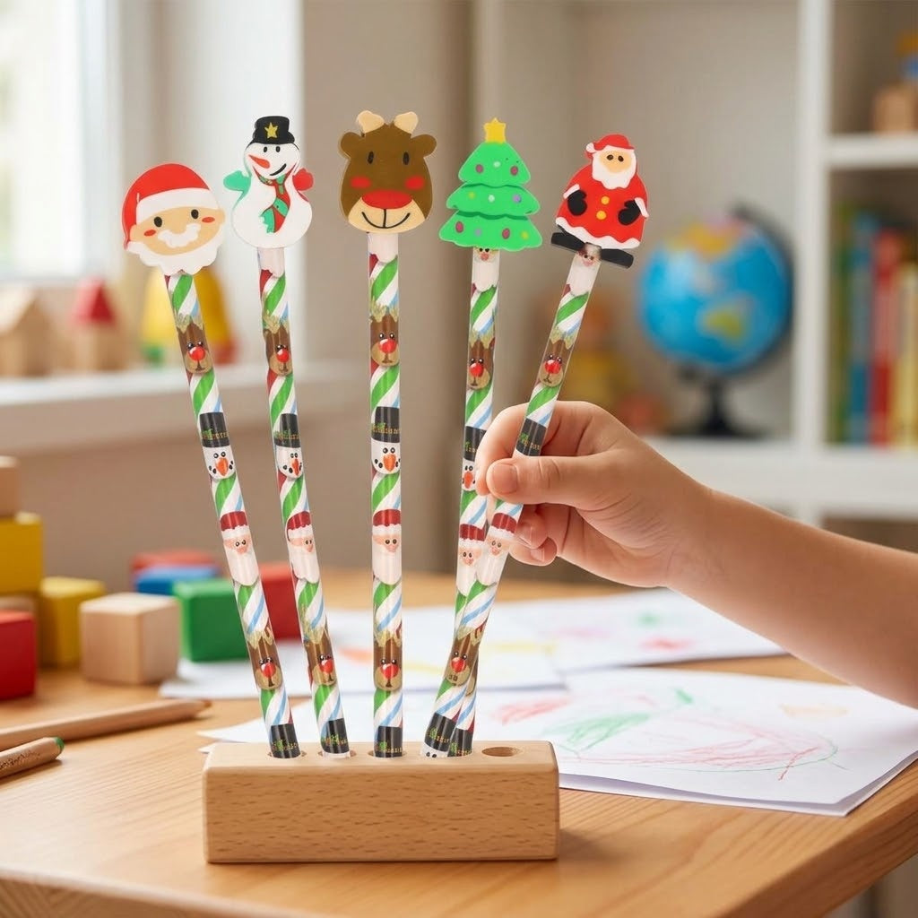 Christmas Pencil with Eraser Topper 19 cm - lifestyle photo