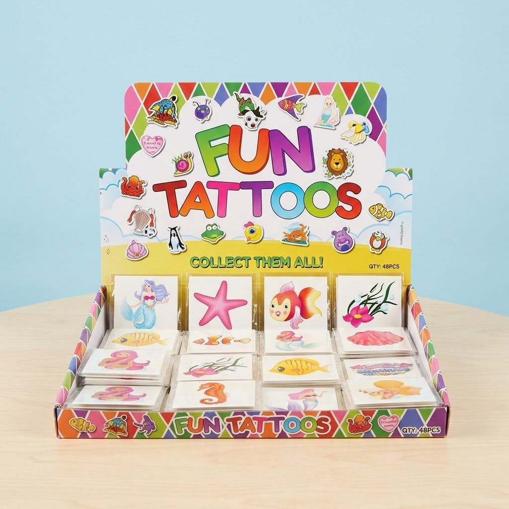 Mermaid Temporary Tattoos Sheet of 6 Party Favours - studio photo