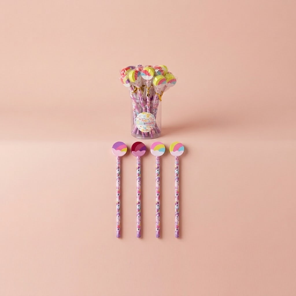Unicorn Pencil with Eraser Party Bag Filler - studio photo