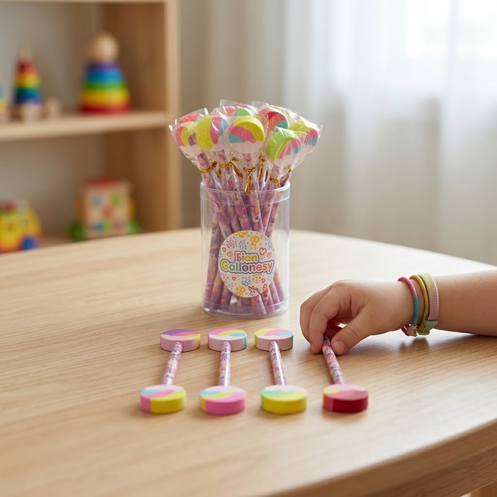 Unicorn Pencil with Eraser Party Bag Filler - lifestyle photo