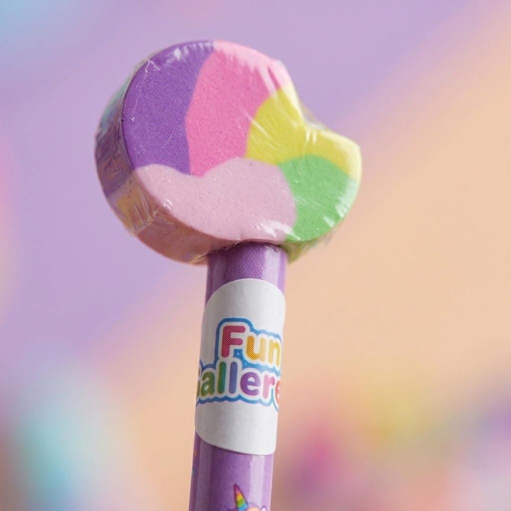 Unicorn Pencil with Eraser Party Bag Filler - close-up