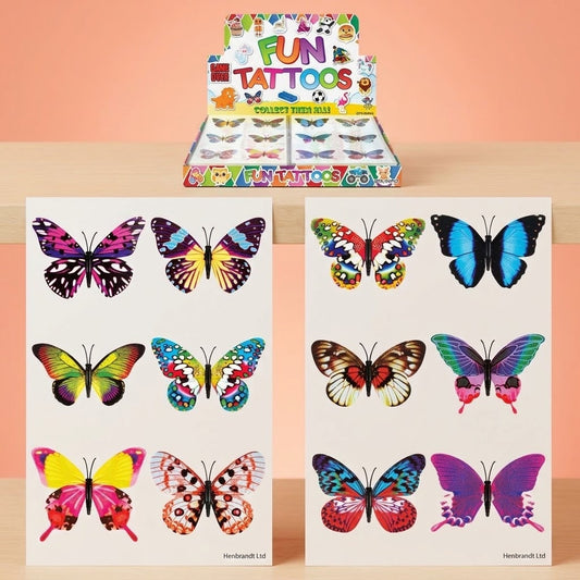 Butterfly Temporary Tattoos Sheet of 6 Party Favours - studio photo