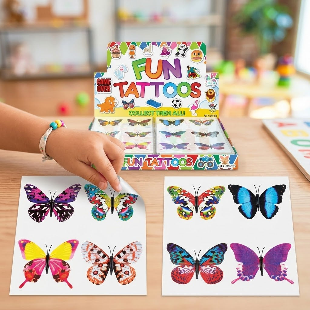 Butterfly Temporary Tattoos Sheet of 6 Party Favours - lifestyle photo