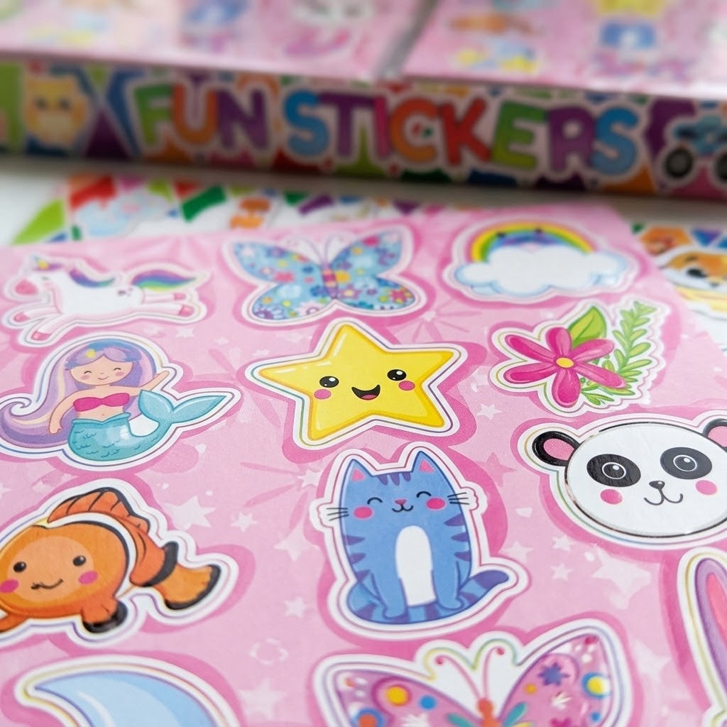 Girly Cute Sticker Sheet 12 Stickers 10 x 11.5 cm - close-up
