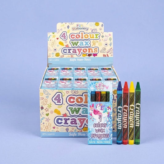 Unicorn Wax Crayons Box of 4 Party Bag Filler - studio photo