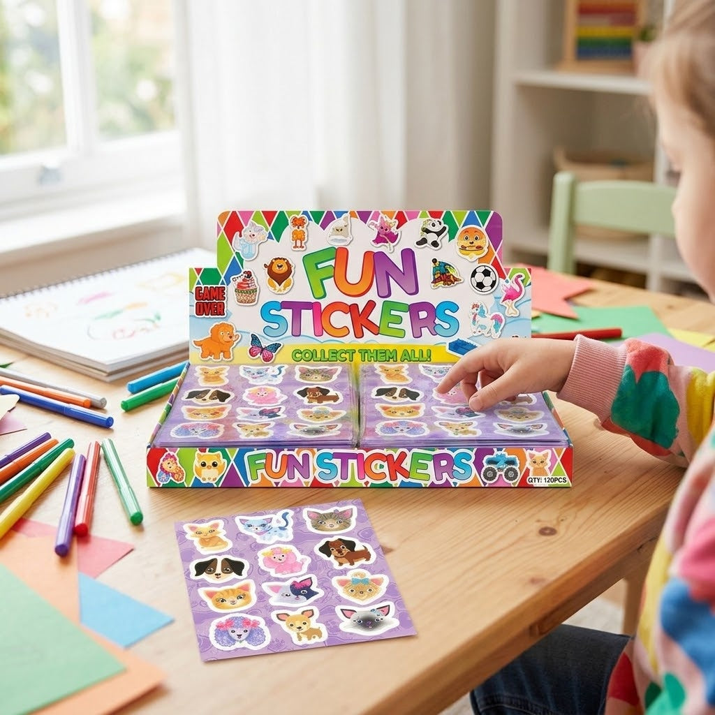 Dogs and Cats Stickers Sheet of 12 Party Favour - lifestyle photo