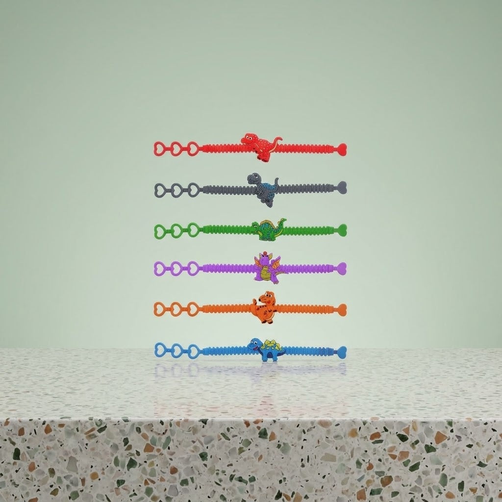 Dinosaur Bracelets Kids Dino Party Favours - studio photo