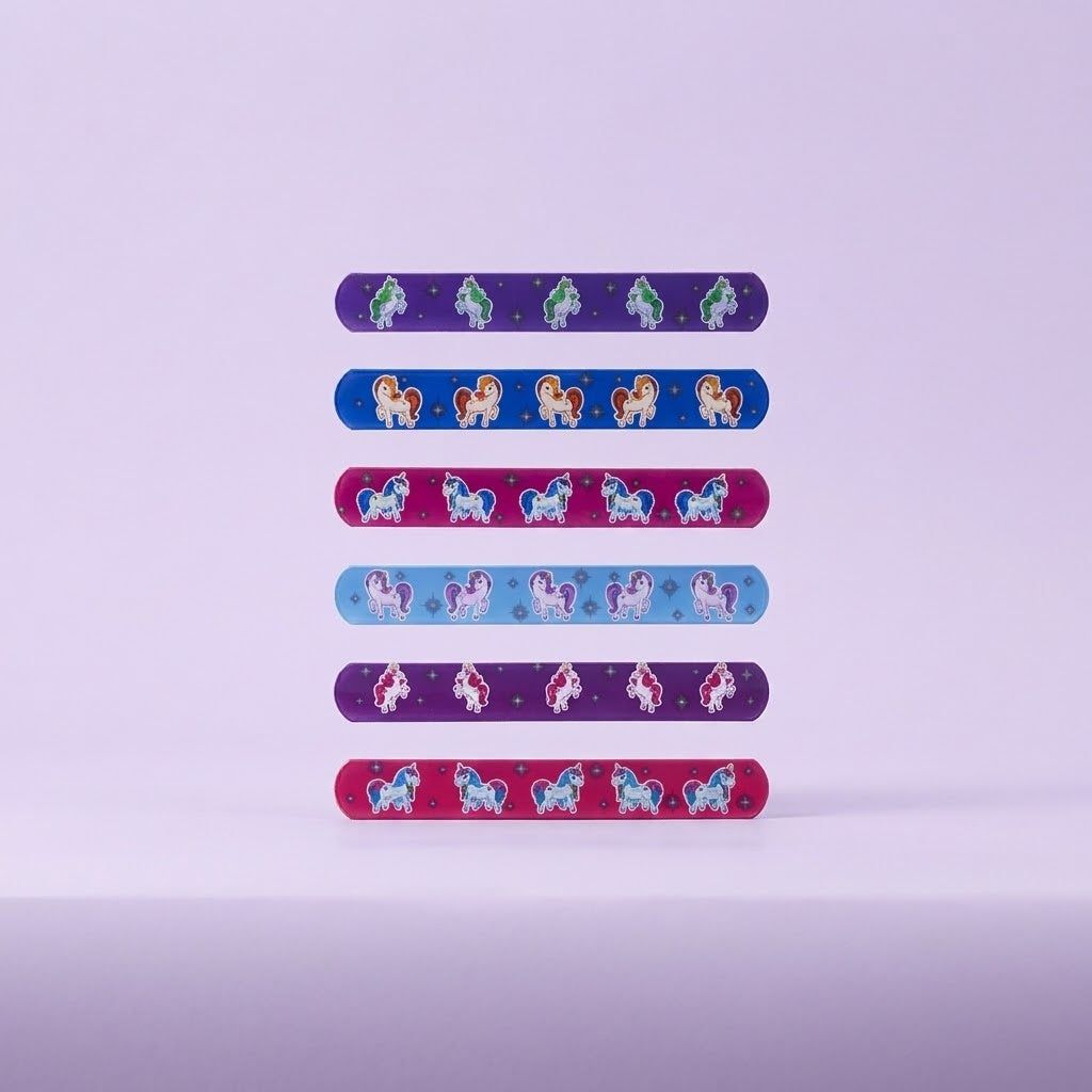 Unicorn Slap Bracelet Snap Wristband Party Favour - studio photo