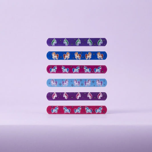 Unicorn Slap Bracelet Snap Wristband Party Favour - studio photo