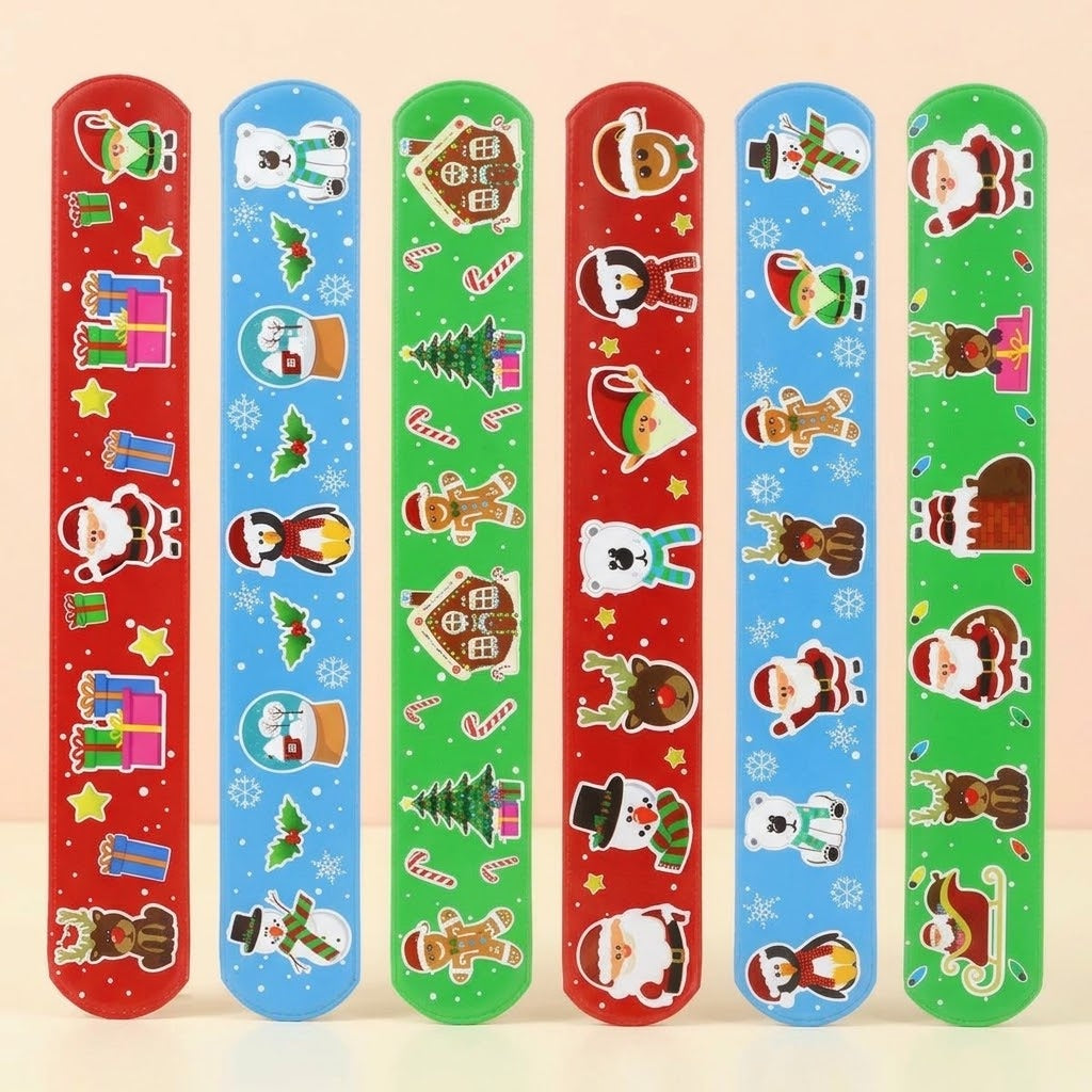 Christmas Slap Bracelet Festive Snap Band Favour - studio photo