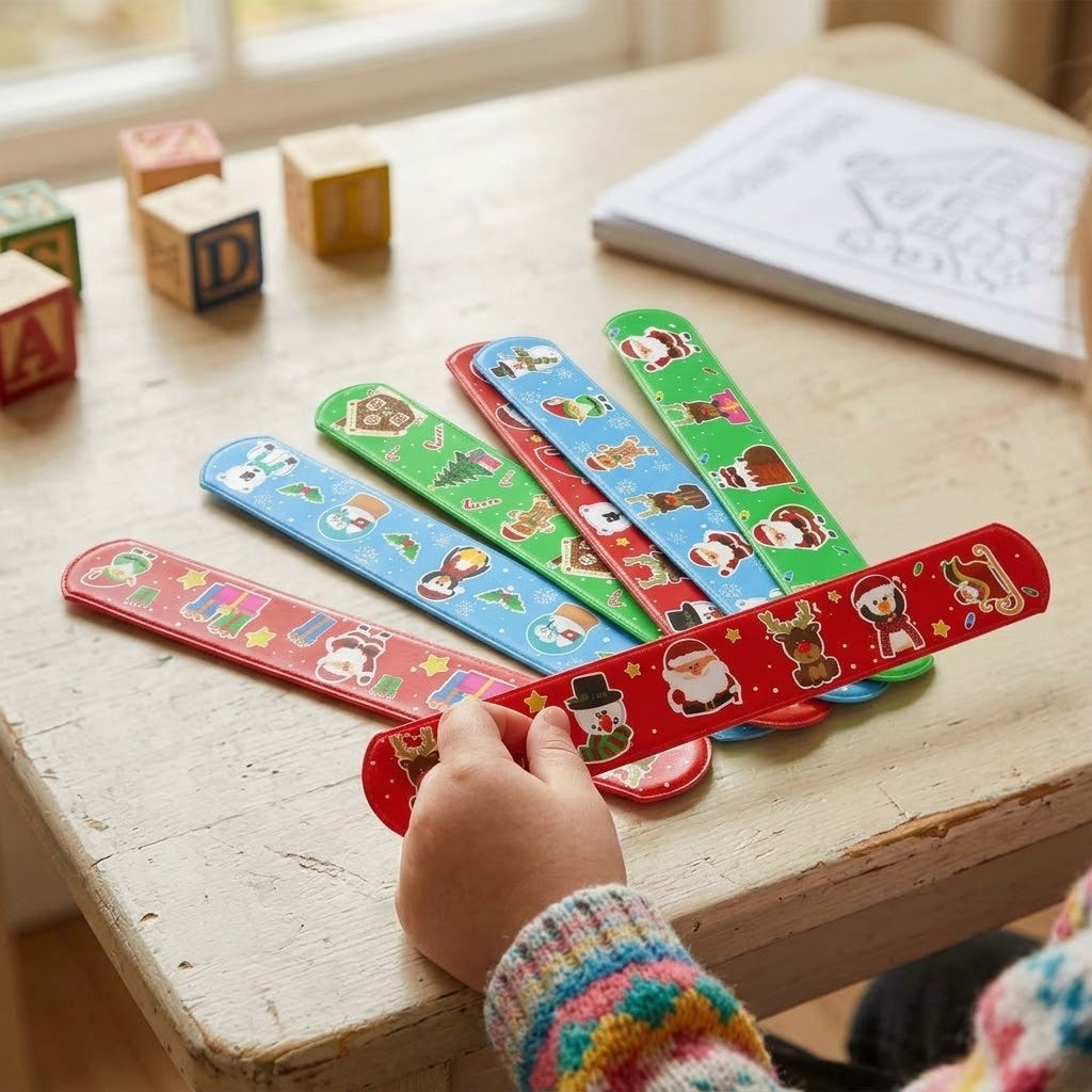 Christmas Slap Bracelet Festive Snap Band Favour - lifestyle photo